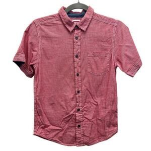 Wrangler Shirt Boys Large 10/12 Red White Button Down Short Sleeve